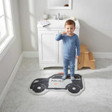 Hand Tufted Police Car Bedroom or Bathroom Rug - 30x20 in; 100% Cotton Kids Bathroom Mat; Decorative Kids Area Rug