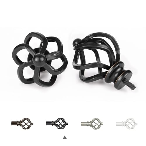 KAMANINA Double Curtain Rod 72 to 144 Inches(6-12 Feet), Black Heavy Duty Curtain Rods for Windows 66 to 120 Inches, 7/8 Inch Drapery Rod with Twisted Cage Finials
