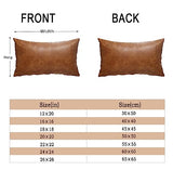 12X20 Inch Brown Faux Leather Throw Pillow Covers Set of 2 Modern Farmhouse Solid Outdoor Lumbar Boho Cognac Pillow Covers for Room Couch Living Bedroom Bed Sofa Decorative