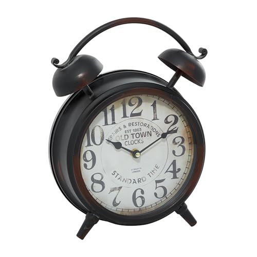Deco 79 Metal Clock with Bell Style Top, 10" x 4" x 13", Black