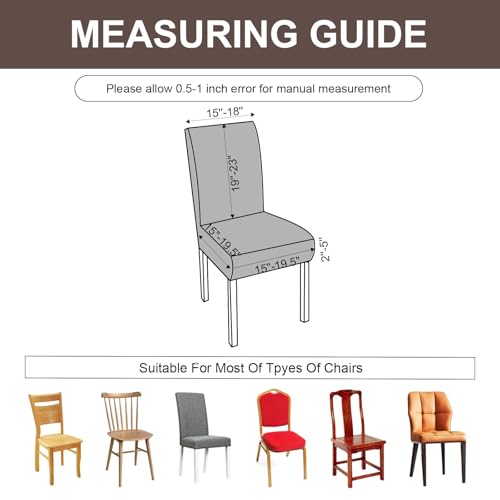 Genina Waterproof Dining Room Chair Covers Stretch Parsons Chair Slipcovers for Dining Room Kitchen Chair Protector Cover, Removable, Washable (4, Flower Pattern-Taupe)