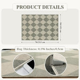 Checkered Print 5x7 Rugs for Living Room, Non Slip Soft Green Rugs for Bedroom Ultra Thin Washable Rugs 5x7, Moroccan Farmhouse Carpet for Playroom Kids Room, Classic Classroom Dorm Home Decor