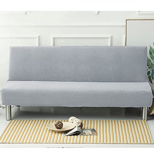 YOPOIY Stretch Sofa Bed Slipcover Protector Rich Textured Small Checks Jacquard Fabric Futon Cover Easily Removable and Machine Washable -Silver grey-190—230cm