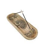 VANIYA CRAFTS® Wooden Handmade Tree of Life Design Boat Shape Incense Holder Stand Insence Tray for Home Decor Restaurant (11X4, Natural Black)
