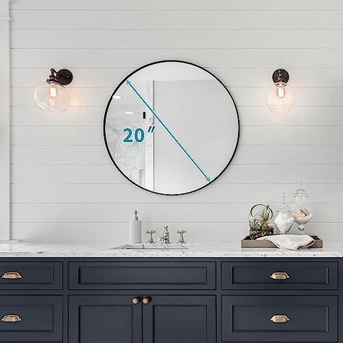 Fabuday Black Circle Mirror for Wall 20 inch - Round Mirrors for Bathroom, Entryway, Living Room, Hallway, Bedroom Decor, Small Matte Framed