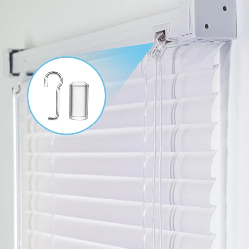 Blinds Replacement Parts, 4 Set Mini Blinds Wand Replacement with Hook Horizontal Wand Wire and Sleeve Collar for Horizontal Blind Repair Parts with 1 in Square Headrails for Window Opener Accessory