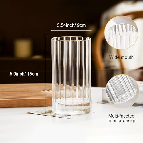 Gute 6 Inch Glass Vases for Decor, Flower Vase for Home Decor, Modern Decorative Clear Vase Centerpieces Living Room, Kitchen