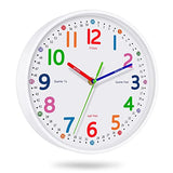 Silent Kids Wall Clock – Non-Ticking, Battery-Powered, Ideal for Teaching Time and Stylish Décor in Any Room - 12 Inch