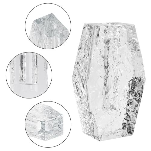 Glacier Series Crystal Vase 6.3-inch High, Modern Crystal Home Office Decor for Living Room Dining Table Centerpieces, Birthday and Wedding