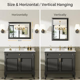 Briivue 22x30 Inch Black Bathroom Mirror for Wall, Thick Metal Framed Rectangle Mirrors for Over Sink, Bedroom, Living Room, Entryway, Anti-Rust, HD Tempered Glass