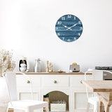 XFM Blue Wall Clock Battery Operated 10 Inch Silent Wood Wall Clocks Country Retro Farmhouse Wall Clock Decorative for Kitchen Living Room Bedroom