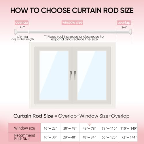 SIMEWIN Heavy Duty White Curtain Rods for Windows 48 to 84 Inches, White 1" Adjustable Curtain Rods with Diamond Finials for Bedroom, Living Room, Patio, Kitchen