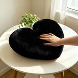 2 Pcs Black Heart Pillow Decorative Throw Pillows, 16-inch Cute Soft Fluffy Heart Shaped Pillows for Bed Couch Sofa Bedroom Living Room Decor Aesthetic (Black, 16"x13.78")