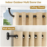 YaFex Curtain Rod 32-86 Inch, 1 Inch Heavy Duty Black Curtain Rods for Windows, Adjustable Window Treatment Rods, Wrap Around Ceiling Outdoor Curtain Rod for Bedroom