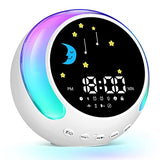 Kids Wake-Up Light with Dual Alarms, Sleep Training Sound, Sun & Moon Display, Wake-Up Reminder Clock Suitable for Boys and Gir