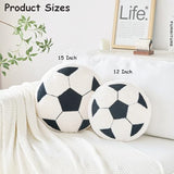 Soccer Pillow,12" Soccer Plush Pillow Decorative Throw Pillow Floor Cushion Seating Cushion,Round Soccer Ball Throw Pillow for Sofa Couch Living Room (Black)