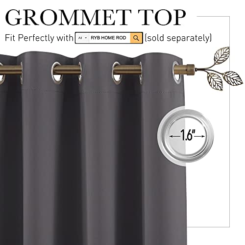 RYB HOME Blackout Room Divider Curtains Privacy Loft Screen Adjustable Ceiling to Floor Curtain & Drapes Partitions for Bedroom Dorm Doorway Bay Window, Wide 100 x Long 84, Grey, 1 Panel