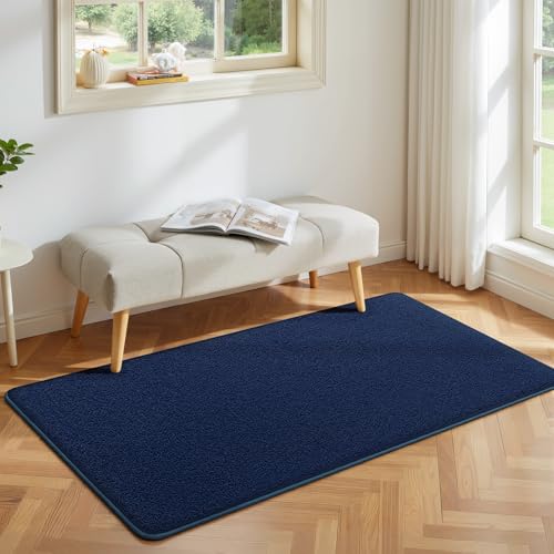 Modern Hallway Runner Rug, 2x4 Navy Blue Washable Non Slip Rug