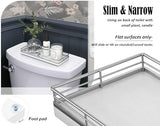 Bathroom Tray for Counter, Oak Wooden 11.2" L Vanity Tray for Jewelry Candle Makeup Perfume, Holder for Coffee Table Decor Bar Silver
