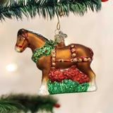 Old World Christmas Holiday Clydesdale Glass Blown Ornament for Christmas Tree, Handcrafted Holiday Decoration, Farm Animal Collection
