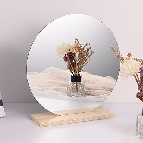 8 inch Glass Round Mirror Circle Wall Mounted for Bathroom, Living Room, Home Decor, Small Round Mirror Plate Trays for Wedding Table Centerpieces