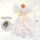 PEEKI Christmas Tree Topper, 12" Angel Treetop with Lights and Remote Control Timer, Christmas Tree Decoration for Holiday Ornament and Home Decor, Ivory and Sliver