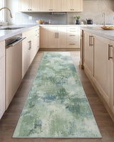Amada 2'6"x8' Modern Abstract Washable Area Rug for Entryway Green