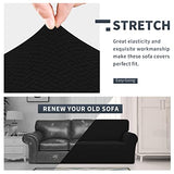 Easy-Going Stretch Jacquard Couch Cover, 1-Piece Soft Sofa Cover, Sofa Slipcover with Anti-Slip Foams, Washable Furniture Protector for Kids, Pets (Sofa, Black)