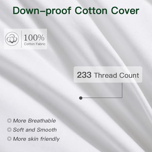 OTOSTAR Pack of 1 Down and Feather Throw Pillow Inserts, 18 x 18 Soft Fluffy Square Pillow Inserts with 100% Cotton Cover Decorative Pillows for Sofa Couch Bed-White