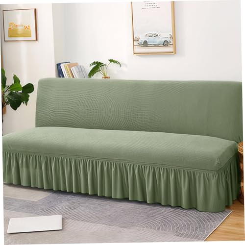 Futon Cover Stretch Futon Mattress Cover Thicken Armless Sofa Cover with Skirt Soft Futon Covers Non-Slip Futon Slipcovers Washable Futon Couch Cover for Home