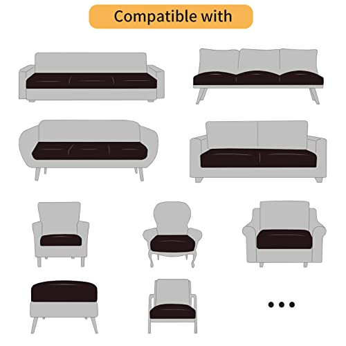 Fuloon Faux Leather Couch Cushion Slipcover, Waterproof Stretch Covers for Sofa, RV Chair Seat Cover, Individual Loveseat Couch Cushion Replacement, PU Leather Sofa Slipcovers(3 Pack, Brown)
