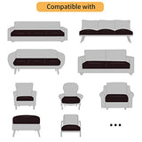 Fuloon Faux Leather Couch Cushion Slipcover, Waterproof Stretch Covers for Sofa, RV Chair Seat Cover, Individual Loveseat Couch Cushion Replacement, PU Leather Sofa Slipcovers(3 Pack, Brown)