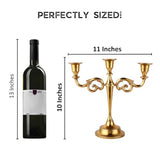 3 Arm Candelabra Taper Candle Holders Decorations Indoor Kitchen Décor Table Candles Candlestick Candelabra Centerpiece (Gold)