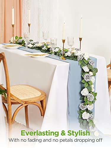 InnoGear Artificial Flowers, 50 Pcs Ivory White Foam Fake Roses Bulk with Stems for Mother's Gift Decoration DIY Wedding Bouquets Centerpieces Bridal Shower Party Christmas Tree