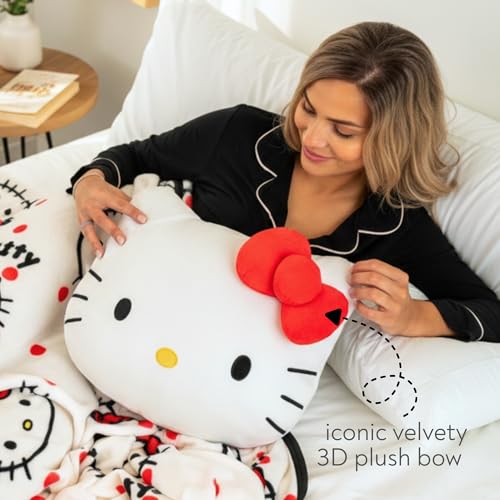 Hello Kitty Bedding Plush Cushion Pillow – Soft Plush Throw Pillow for Bedroom Decor & Gifts, 16 inch (100% Officially Licensed Product) by Franco Collectibles