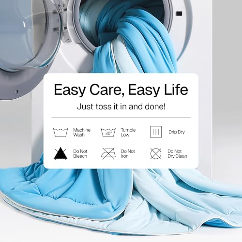 Bedtter Cooling Throw Blanket Lightweight, Summer Breathable Ice Comforter with Dual-Sided Cooling, Cold Blankets for Hot Sleepers Night Sweats, Soft Travel Blanket with Carry Bag, Blue, 50"x60"