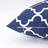 TAOSON Pack of 2 Canvas Throw Cushion Cover Pillow Covers Cases for Couch Sofa Home Decor Modern Quatrefoil Accent Geometric with Hidden Zipper Closure Only Cover 18 x 18 Navy Blue White