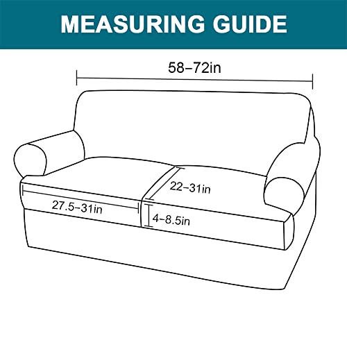 Turquoize 4 Pieces Sofa Covers for 2 Individual T Cushion Couch Sofa Slipcover Bundle 3 Pieces Loveseat Slipcover, Island Fossi