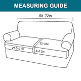 Turquoize 4 Pieces Sofa Covers for 2 Individual T Cushion Couch Sofa Slipcover Bundle 3 Pieces Loveseat Slipcover, Island Fossi