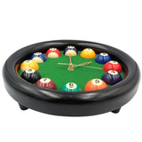 Yuanhe Billiards Pool Ball Clock - 11Inch Round Table Cool Wall Clock with Wood Frame, Great for Billiards, Pool, Game Room, Bar