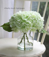 CHASMILE Real Touch Artificial Flowers Hydrangea in Vase for Home Decoration,Artificial Hydrangeas Centerpieces for Tables, Lifelike Fake Hydrangea in Vase for Bathroom, Office and Water Bar