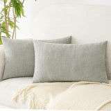 HWY 50 Decorative Chenille Throw Pillow Covers Light Gray 12x20 Inch