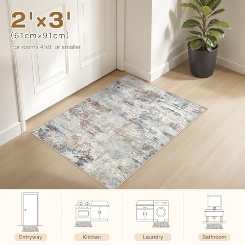 2x3 Small Area Rug Washable Entryway Rugs Abstract Carpet