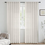 CUCRAF Natural Off White Linen Non See Through Semi Sheer Privacy Curtains 84 Inches, Light Filtering Curtain for Bedroom Living Room, 2 Panels Set Rod Pocket & Back Tab Window Drapes (52 x 84 Inch)