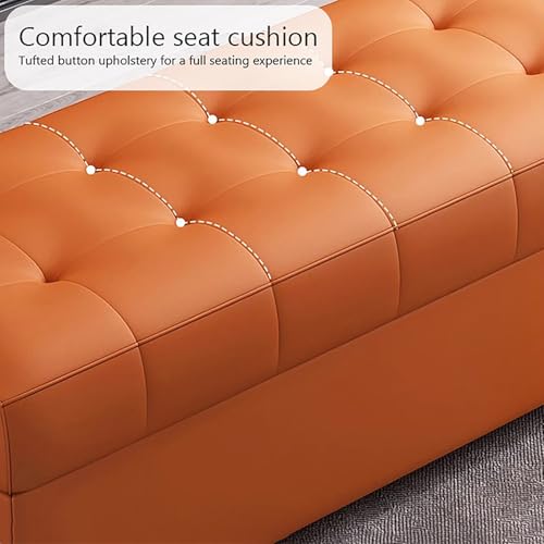 Green Faux Leather Storage Pouf - Quilted Footrest Ottoman with Hidden Compartment Rectangular Design for Living Room and Bedroom (24x16x16 Inches)