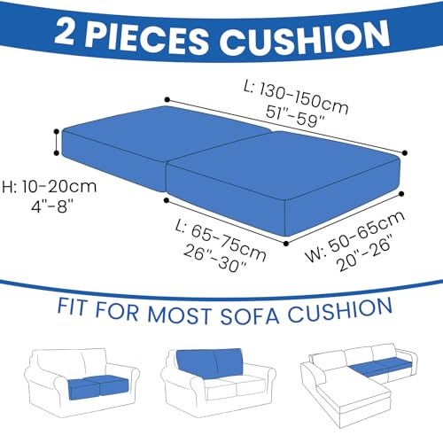 Stretch Couch Cushion Covers, 3 Piece Sofa Seat Slipcovers for Pets, Non Slip Sofa Seat Cover Washable Washable, Soft Thick, with Elastic Bottom(3 Piece Sofa Cushion Covers, Beige)