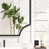 Kelly Miller 20"x28" Scalloped Black Bathroom Mirror for Wall Mount, Home Mirror | Elegant beveled vanity mirror with wavy edges. Perfect metal frame wall mirror for living room, bathroom & entryway.