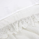 Lemfux Ruffle Pillow Case 18x18 Inch, Set of 2, Cotton Ruffle Euro Shams with Ruffles Rustic Farmhouse Lace Shabby Soft Breathable Bridal Pure White Euro Pillow Shams