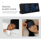 DECHOUS LED Digital Desk Clock Large Display Thermometer Alarm Clock Blue LED Temperature Display for Home Office, Black Frame, Battery Not Included
