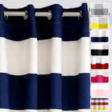 DriftAway Navy Striped Room Darkening Curtains Patriotic Horizontal Stripe Classic Grommet Drapes for Bedroom Living Room Thermal Insulated Panels for Boys Kids Holidays July 4th Labor Day